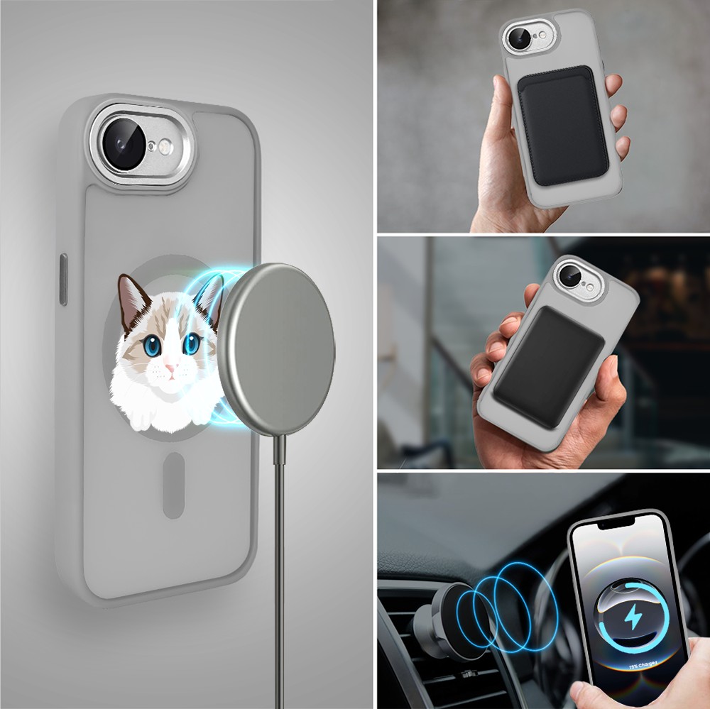 Etui do iPhone 16e Color Flush z MagSafe, z osłoną aparatu, kot birmański, tytanowe