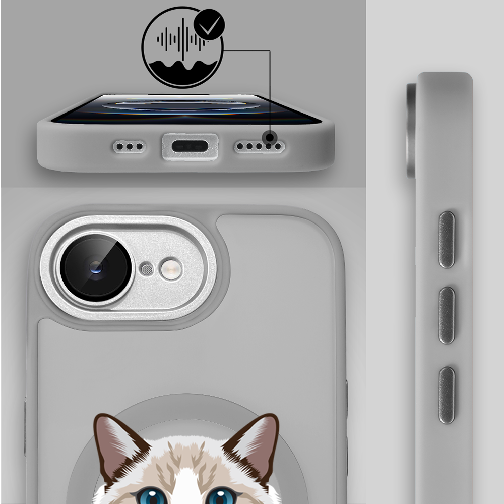 Etui do iPhone 16e Color Flush z MagSafe, z osłoną aparatu, kot birmański, tytanowe