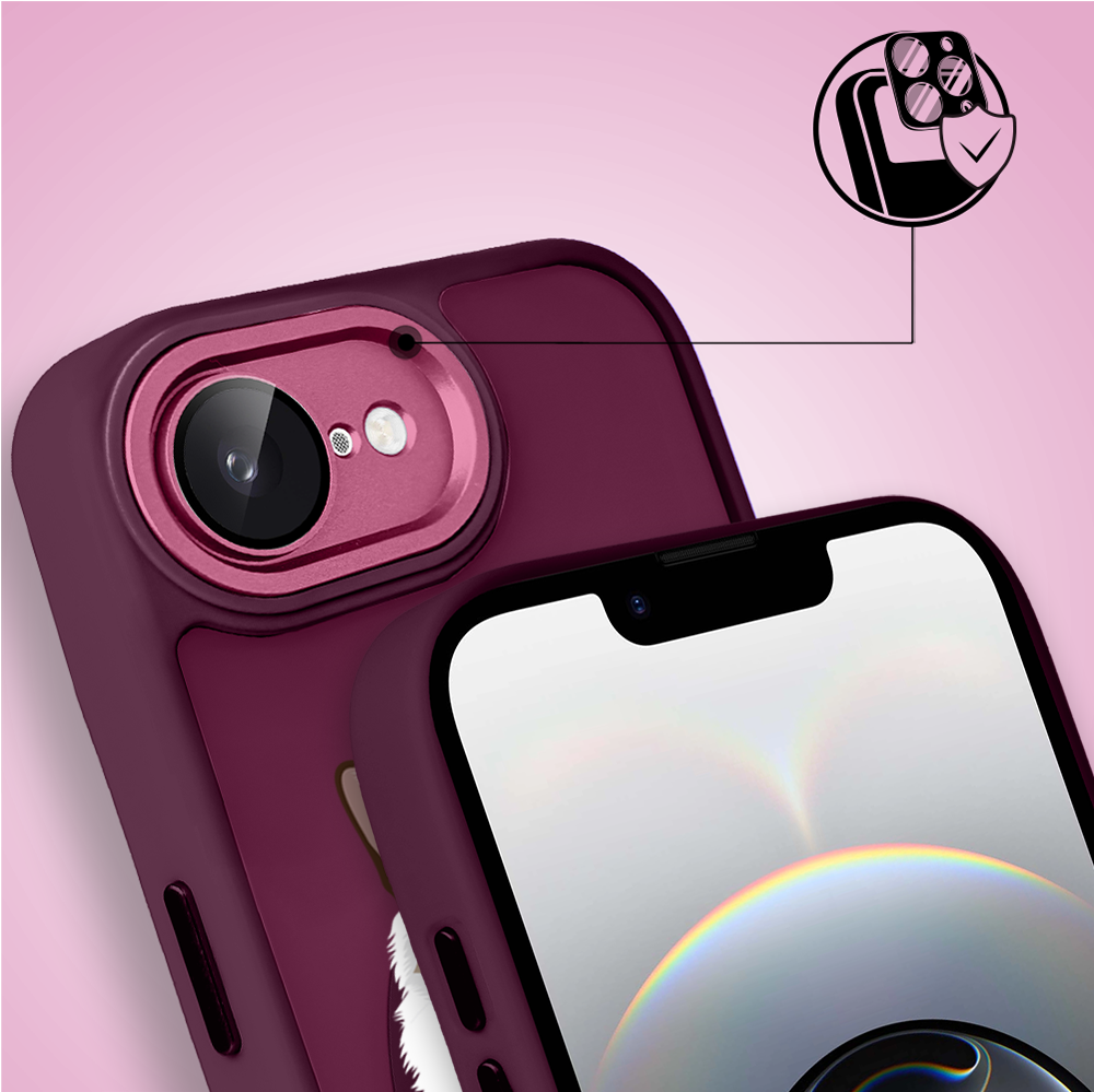 Etui do iPhone 16e Color Flush z MagSafe, z osłoną aparatu, kot birmański, wiśniowe