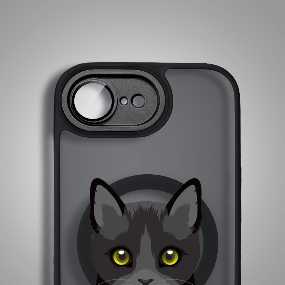 Etui do iPhone 16e Color Flush z MagSafe, z osłoną aparatu, kot bombajski, czarne