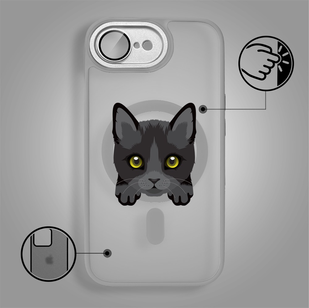 Etui do iPhone 16e Color Flush z MagSafe, z osłoną aparatu, kot bombajski, tytanowe