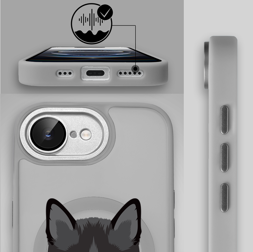 Etui do iPhone 16e Color Flush z MagSafe, z osłoną aparatu, kot bombajski, tytanowe