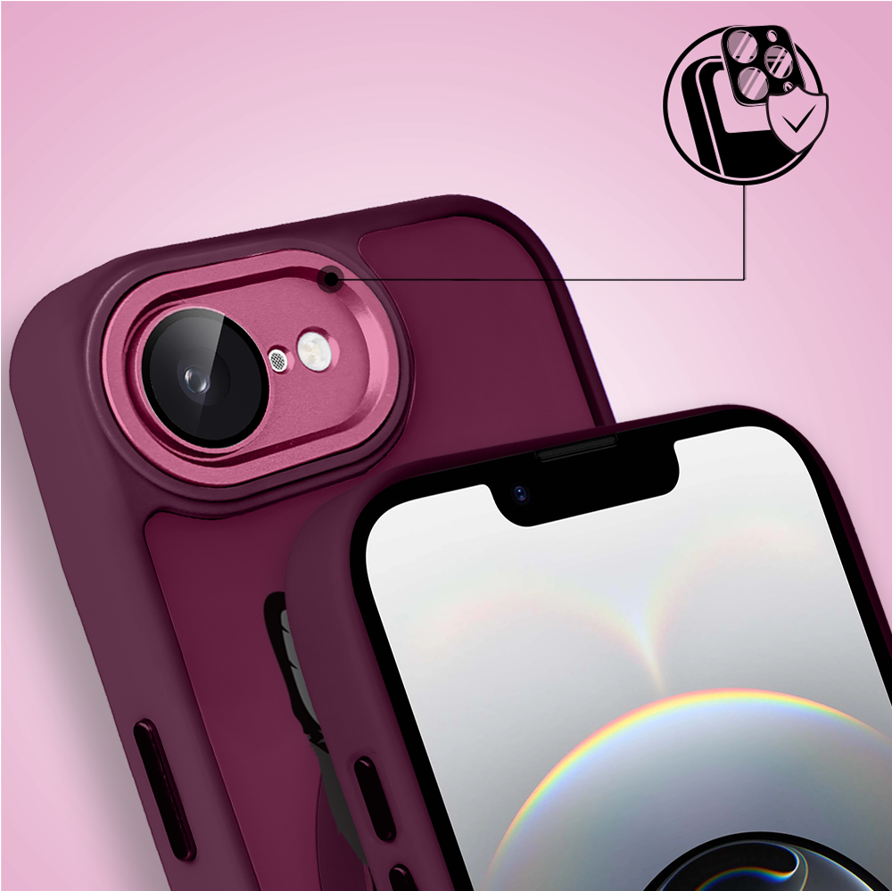 Etui do iPhone 16e Color Flush z MagSafe, z osłoną aparatu, kot bombajski, wiśniowe