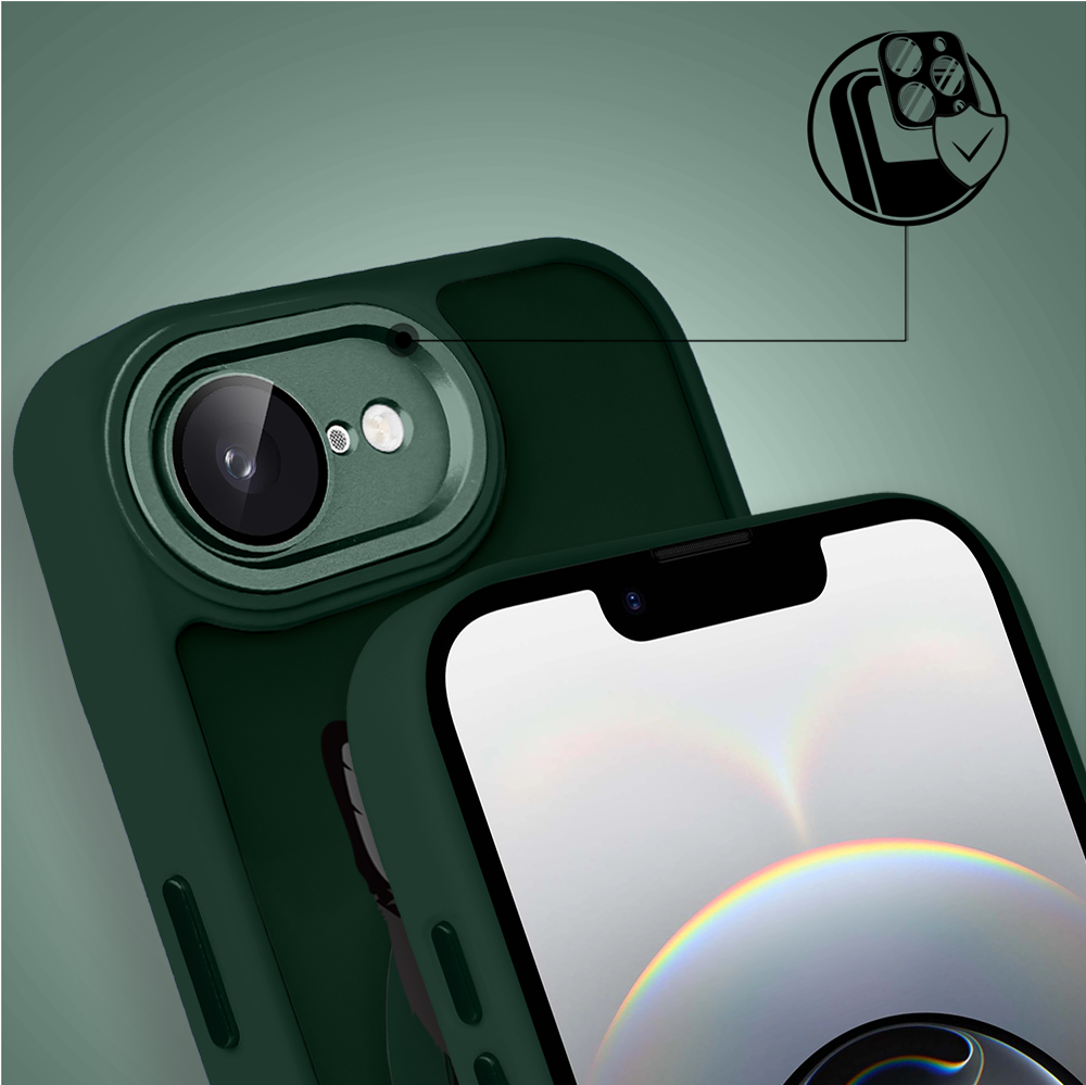 Etui do iPhone 16e Color Flush z MagSafe, z osłoną aparatu, kot bombajski, zielone