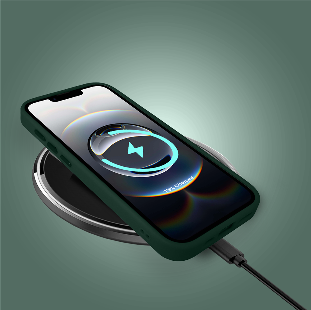 Etui do iPhone 16e Color Flush z MagSafe, z osłoną aparatu, kot bombajski, zielone