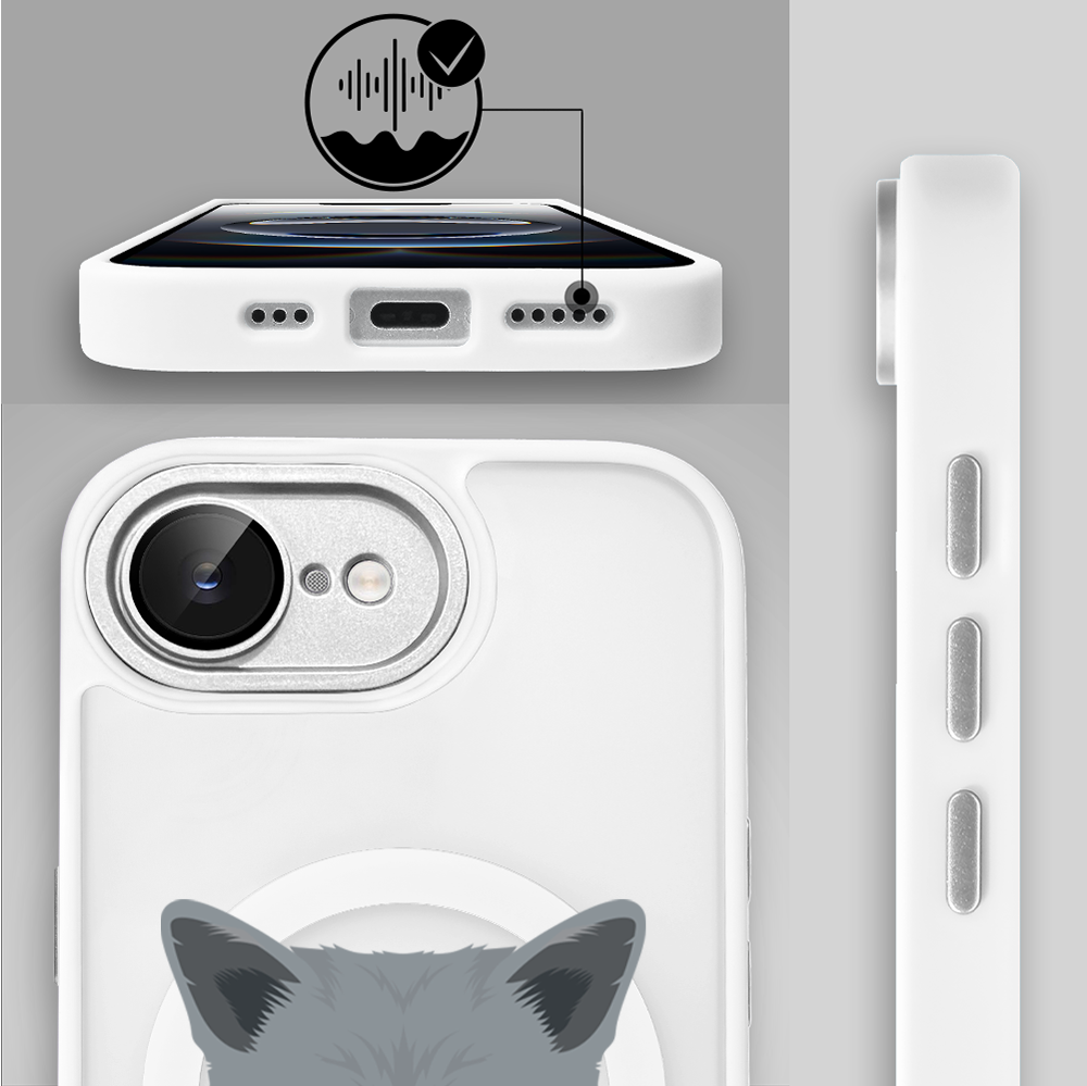 Etui do iPhone 16e Color Flush z MagSafe, z osłoną aparatu, kot brytyjski, białe