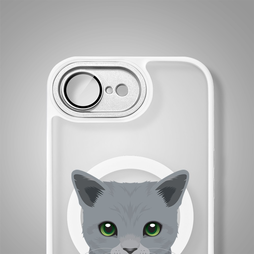 Etui do iPhone 16e Color Flush z MagSafe, z osłoną aparatu, kot brytyjski, białe