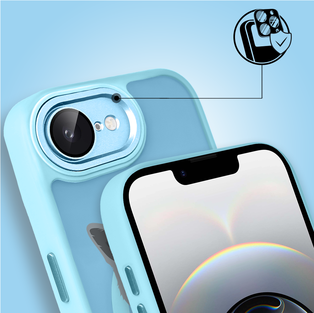 Etui do iPhone 16e Color Flush z MagSafe, z osłoną aparatu, kot brytyjski, błękitne