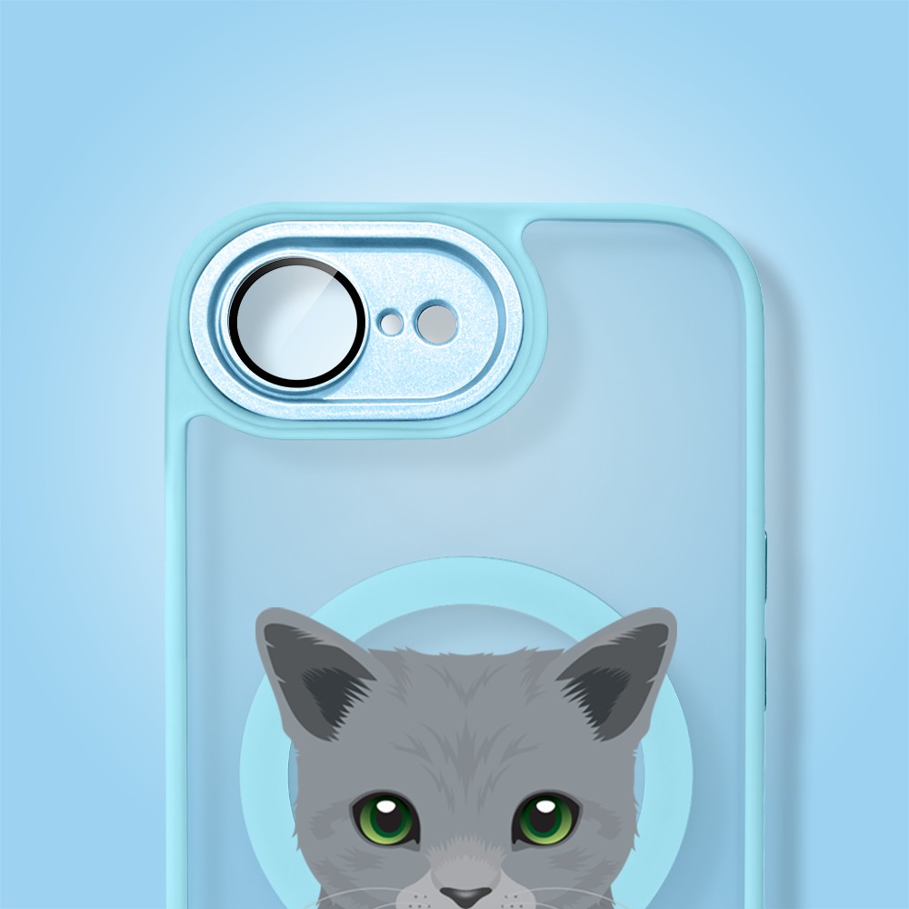 Etui do iPhone 16e Color Flush z MagSafe, z osłoną aparatu, kot brytyjski, błękitne