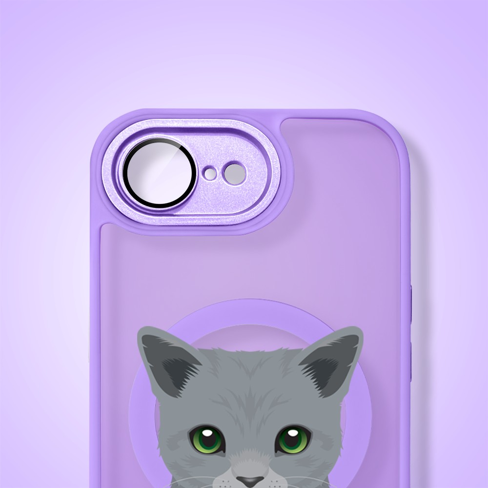 Etui do iPhone 16e Color Flush z MagSafe, z osłoną aparatu, kot brytyjski, fioletowe