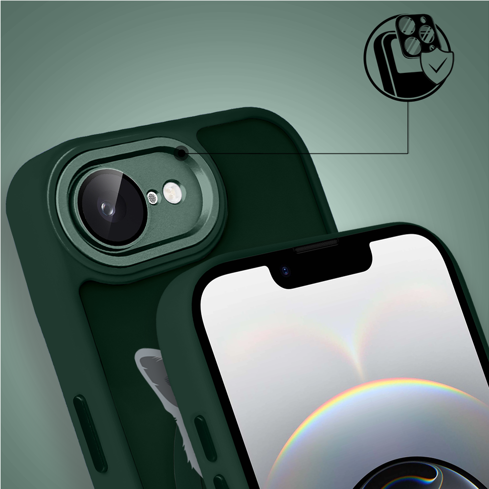 Etui do iPhone 16e Color Flush z MagSafe, z osłoną aparatu, kot brytyjski, zielone