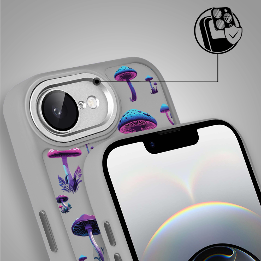 Etui do iPhone 16e Color Flush z MagSafe, z osłoną aparatu, magiczne grzybki, tytanowe