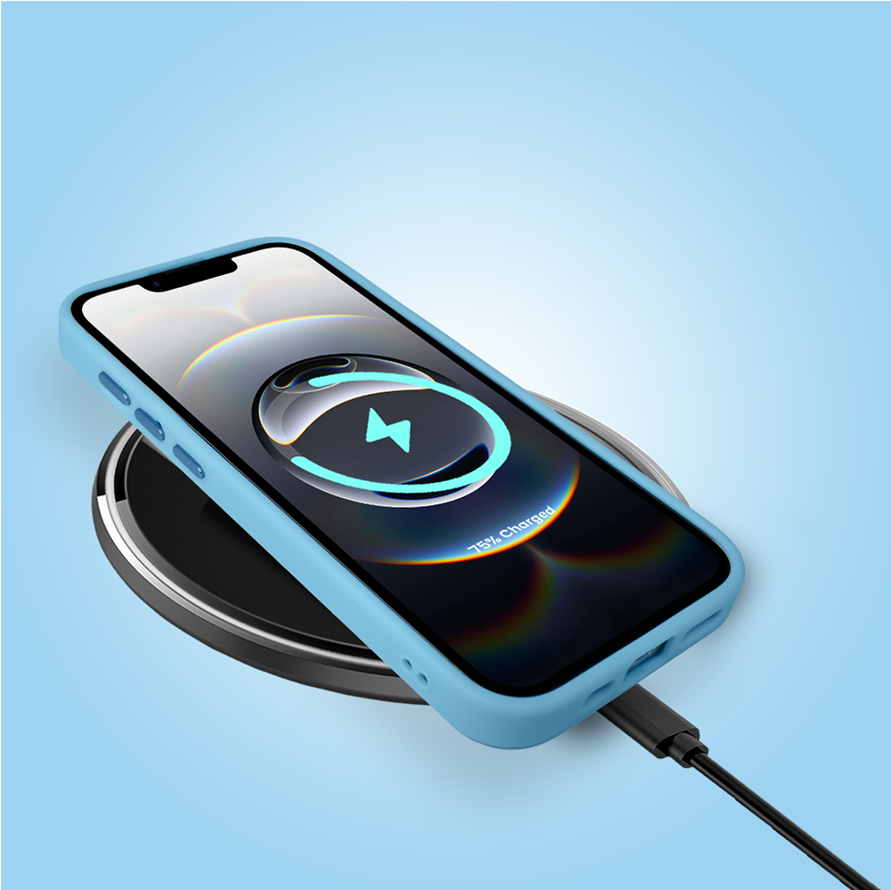 Etui do iPhone 16e Color Flush z MagSafe, z osłoną aparatu, sakura kwiat wiśni, błękitne