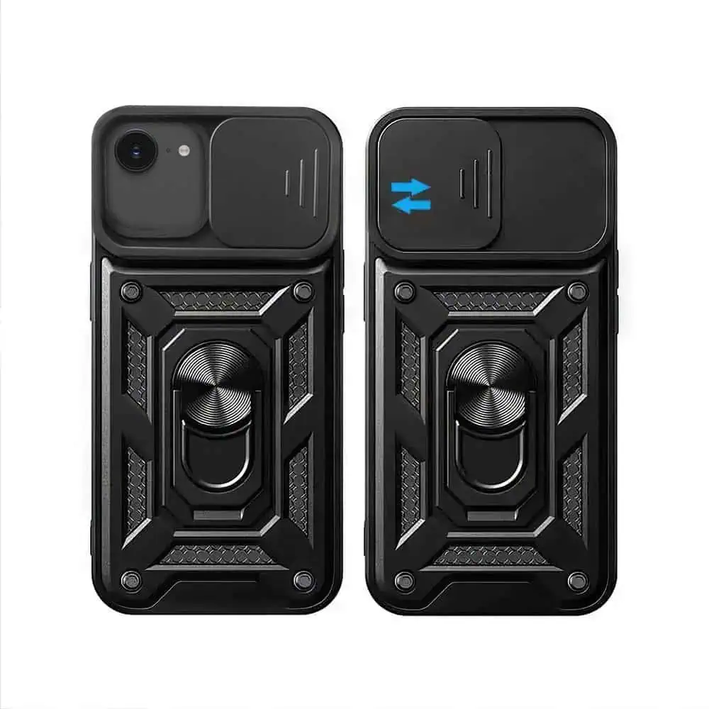 Etui do iPhone 16e pancerne z magnetycznym uchwytem, osłona kamery, czarne