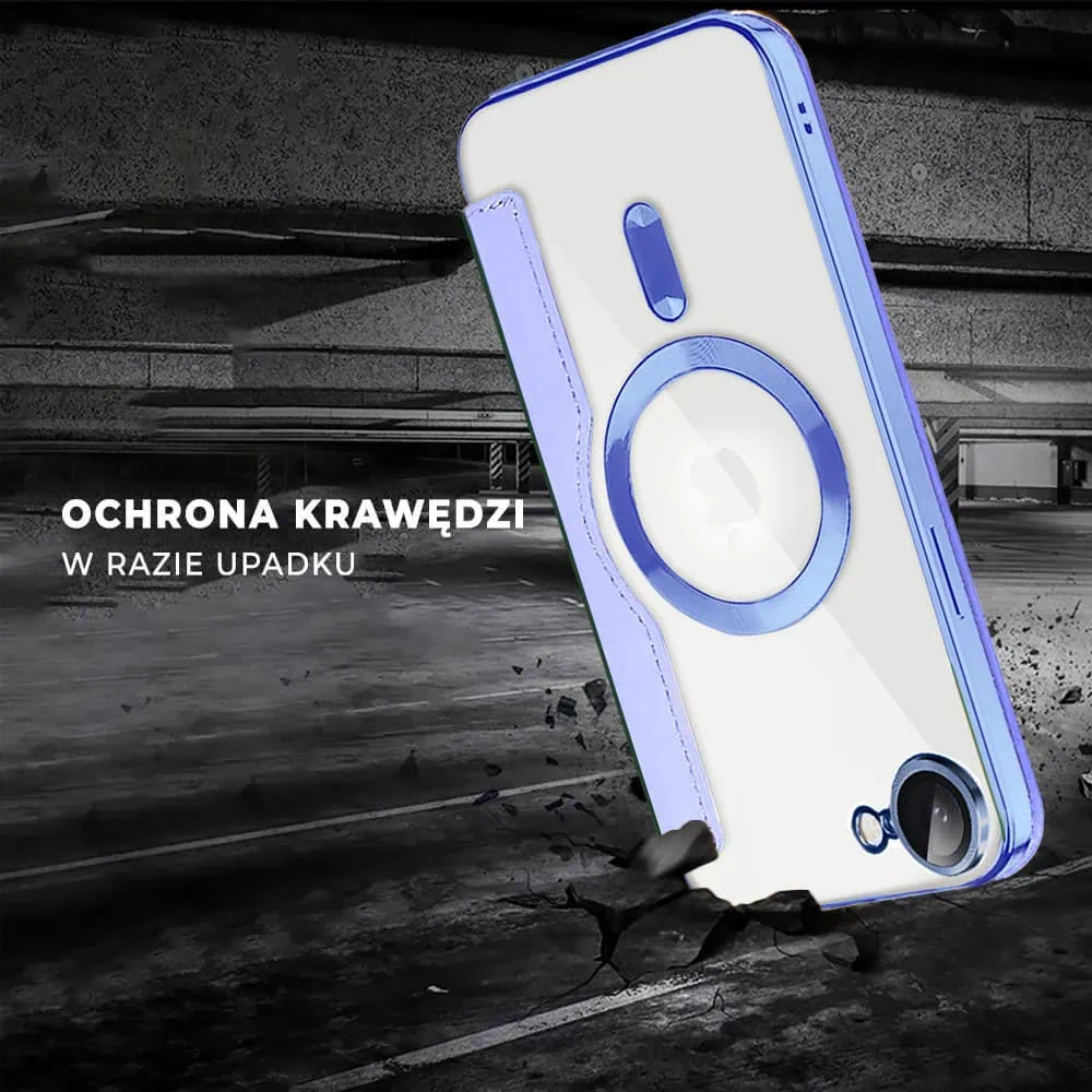 Etui do iPhone 16e typu książka Book MagSafe Lens Protect, z klapką, błękitne