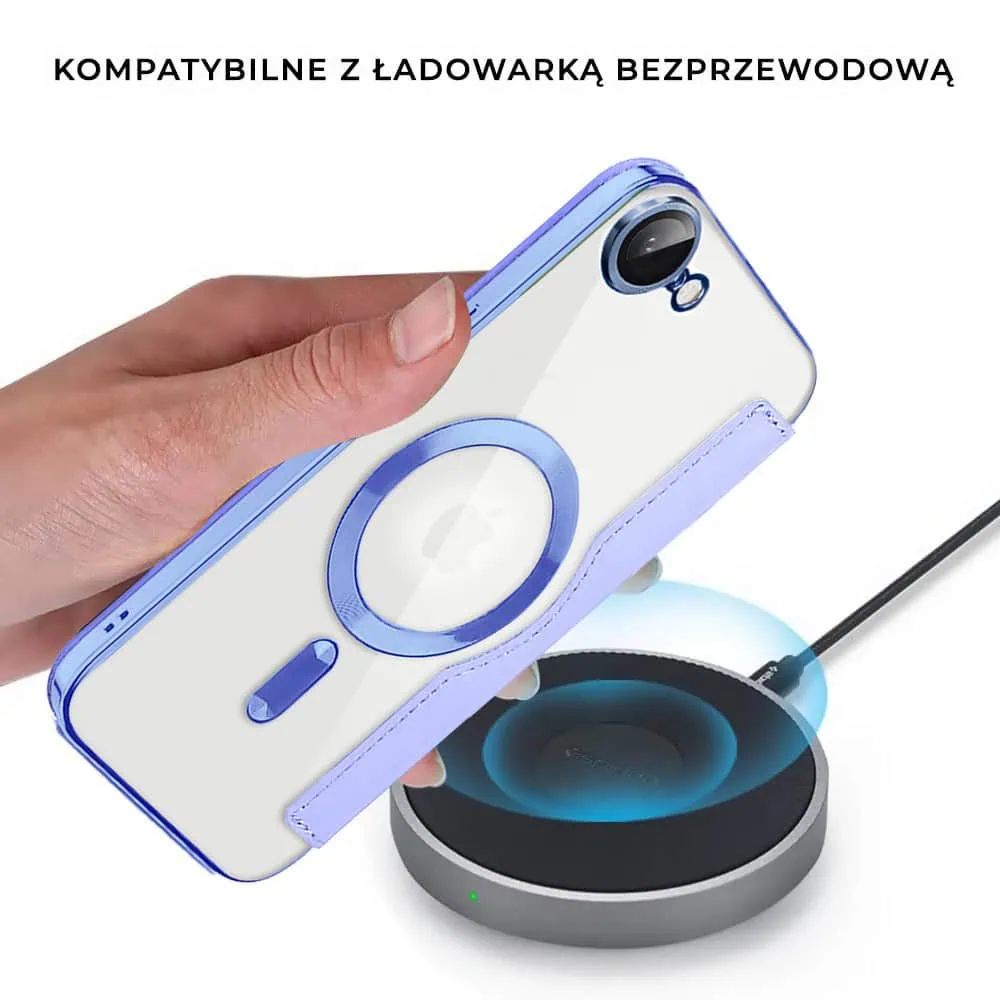 Etui do iPhone 16e typu książka Book MagSafe Lens Protect, z klapką, błękitne
