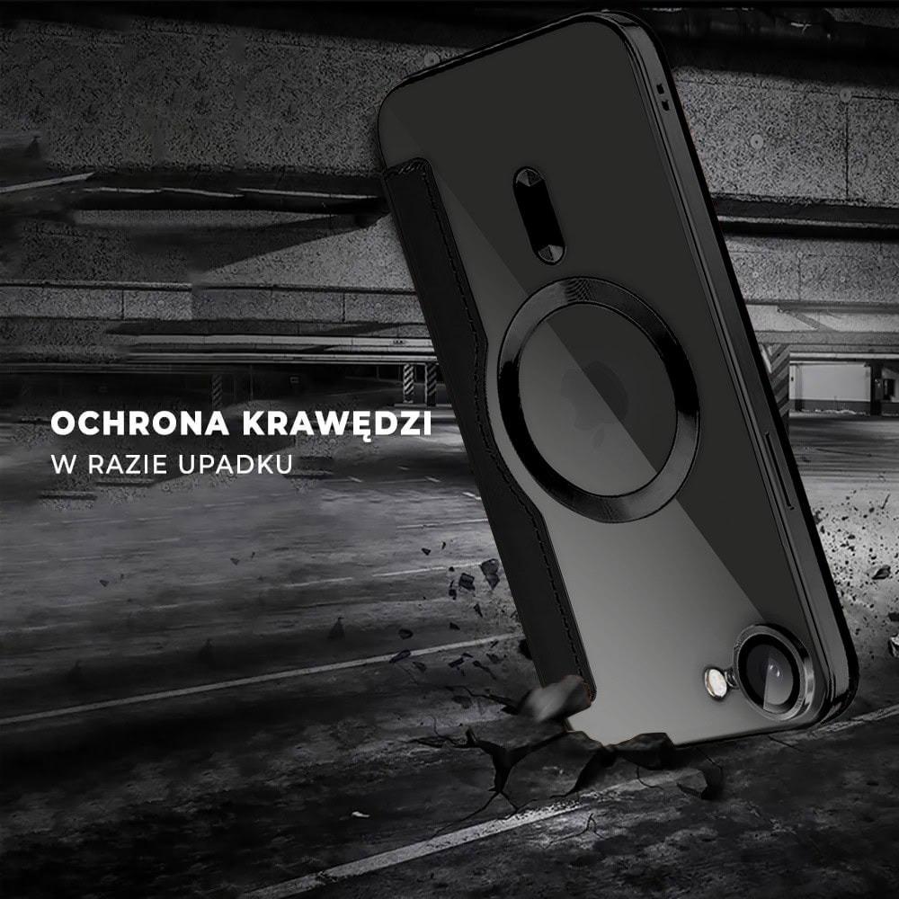 Etui do iPhone 16e typu książka Book MagSafe Lens Protect, z klapką, czarne