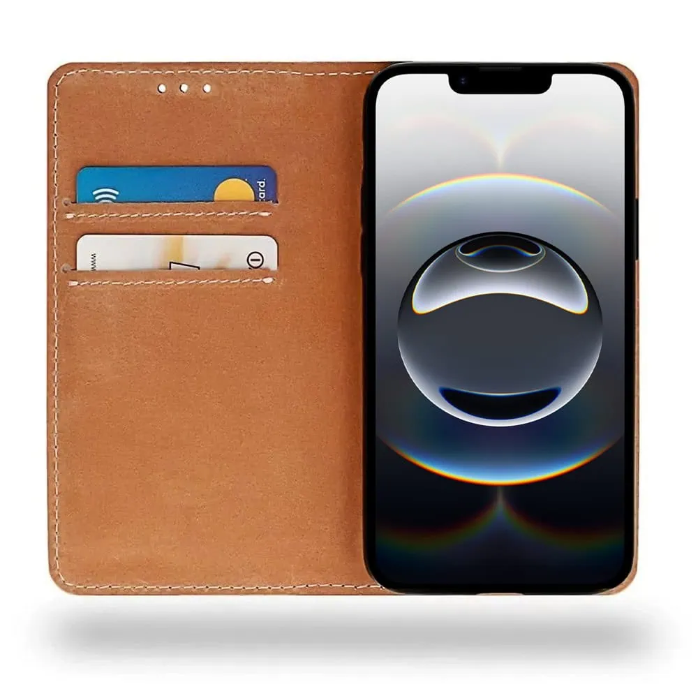 Etui do iPhone 16e zamykane, eleganckie skórzane, czarne