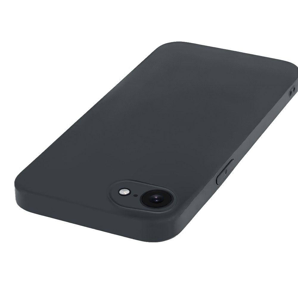 Etui do iPhone SE2022/SE2020/8/7 silikonowe z mikrofibrą soft touch z osłoną na aparat, czarne