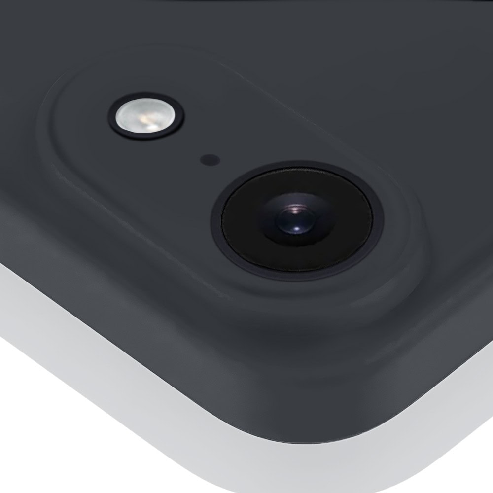 Etui do iPhone SE2022/SE2020/8/7 silikonowe z mikrofibrą soft touch z osłoną na aparat, czarne