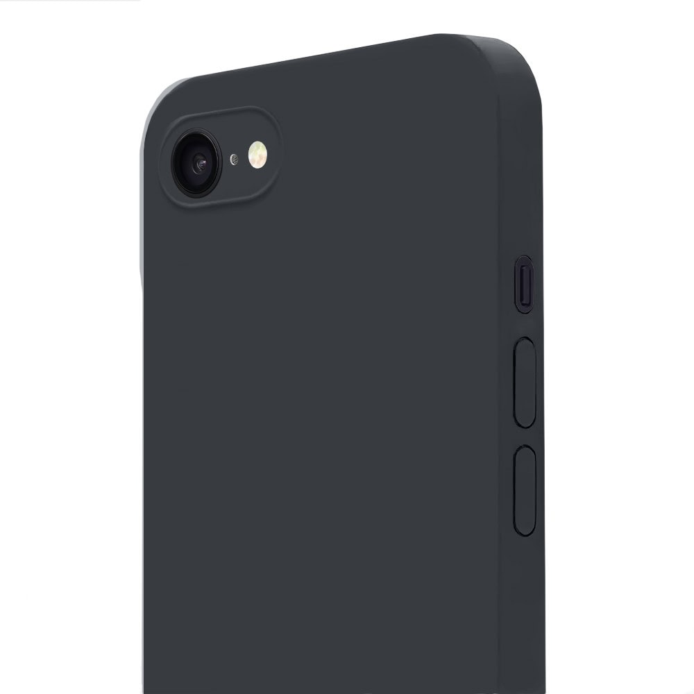 Etui do iPhone SE2022/SE2020/8/7 silikonowe z mikrofibrą soft touch z osłoną na aparat, czarne