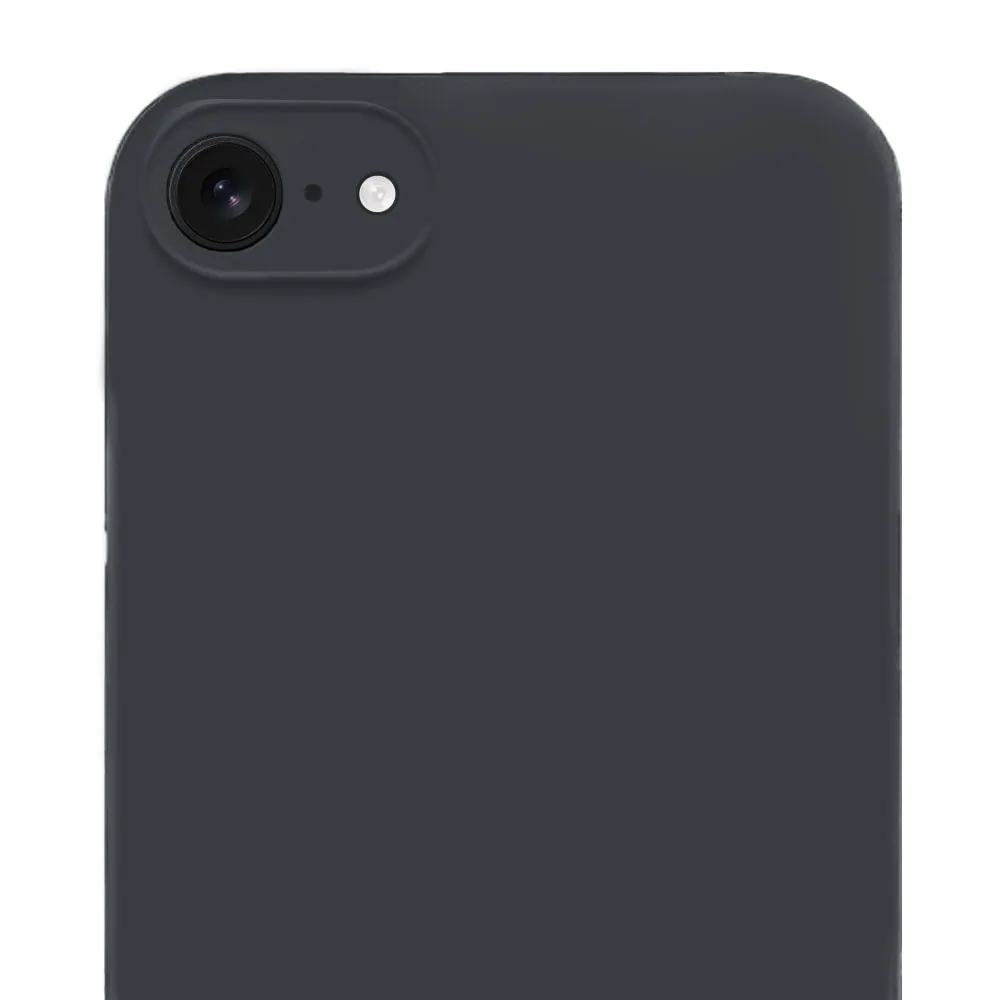 Etui do iPhone SE2022/SE2020/8/7 silikonowe z mikrofibrą soft touch z osłoną na aparat, czarne