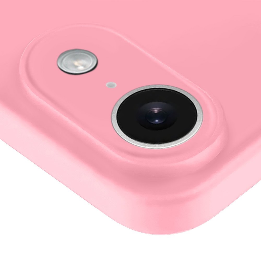 Etui do iPhone SE2022/SE2020/8/7 silikonowe z mikrofibrą soft touch z osłoną na aparat, jasny róż