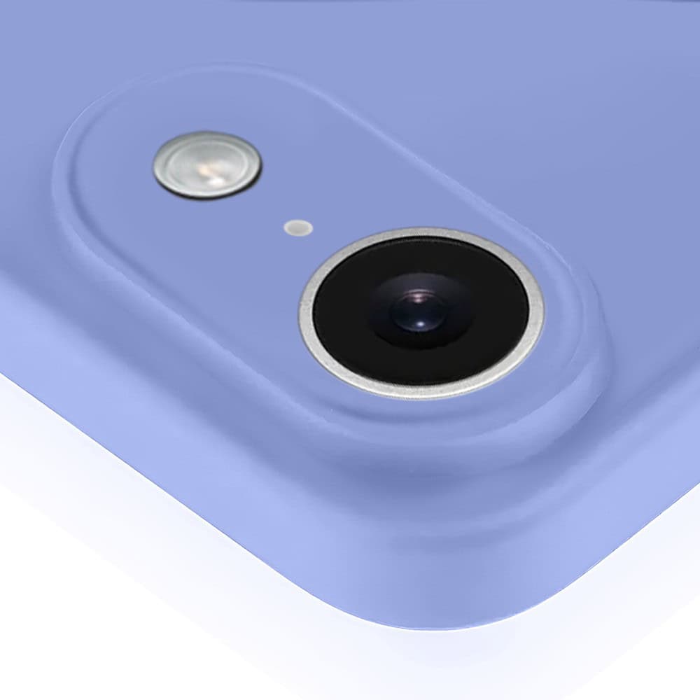 Etui do iPhone SE2022/SE2020/8/7 silikonowe z mikrofibrą soft touch z osłoną na aparat, liliowe fioletowe