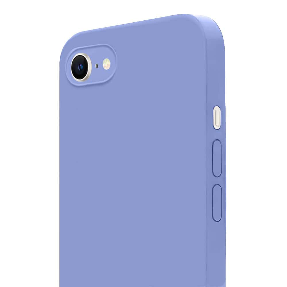 Etui do iPhone SE2022/SE2020/8/7 silikonowe z mikrofibrą soft touch z osłoną na aparat, liliowe fioletowe