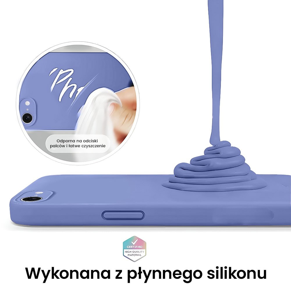 Etui do iPhone SE2022/SE2020/8/7 silikonowe z mikrofibrą soft touch z osłoną na aparat, liliowe fioletowe