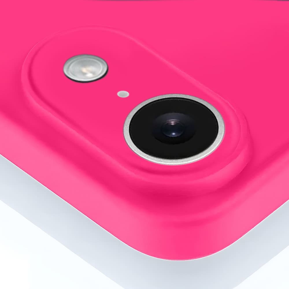 Etui do iPhone SE2022/SE2020/8/7 silikonowe z mikrofibrą soft touch z osłoną na aparat, różowe