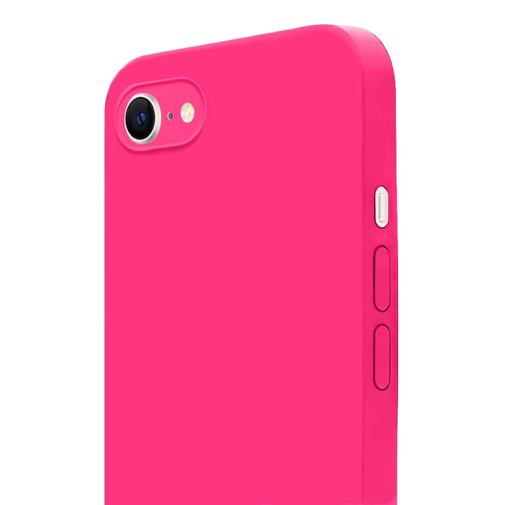 Etui do iPhone SE2022/SE2020/8/7 silikonowe z mikrofibrą soft touch z osłoną na aparat, różowe