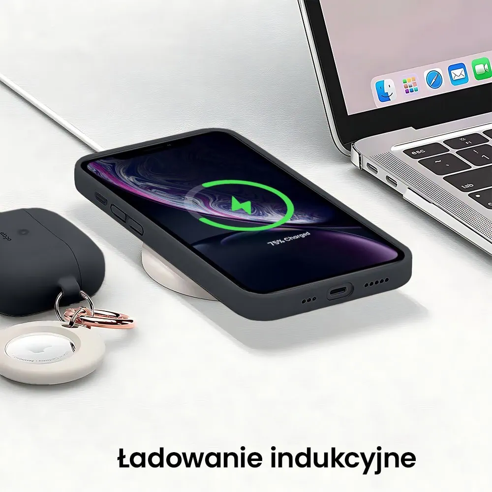 Etui do iPhone XR silikonowe z mikrofibrą soft touch z osłoną na aparat, czarne