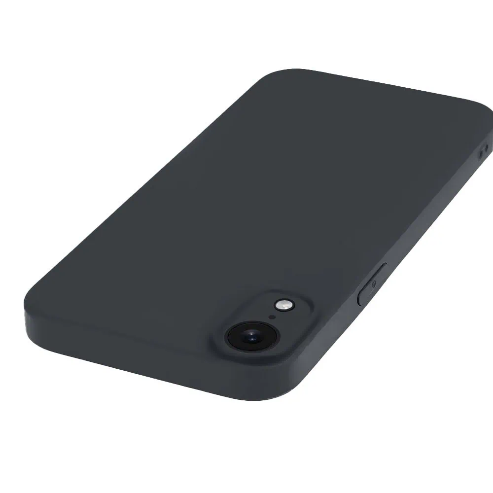 Etui do iPhone XR silikonowe z mikrofibrą soft touch z osłoną na aparat, czarne