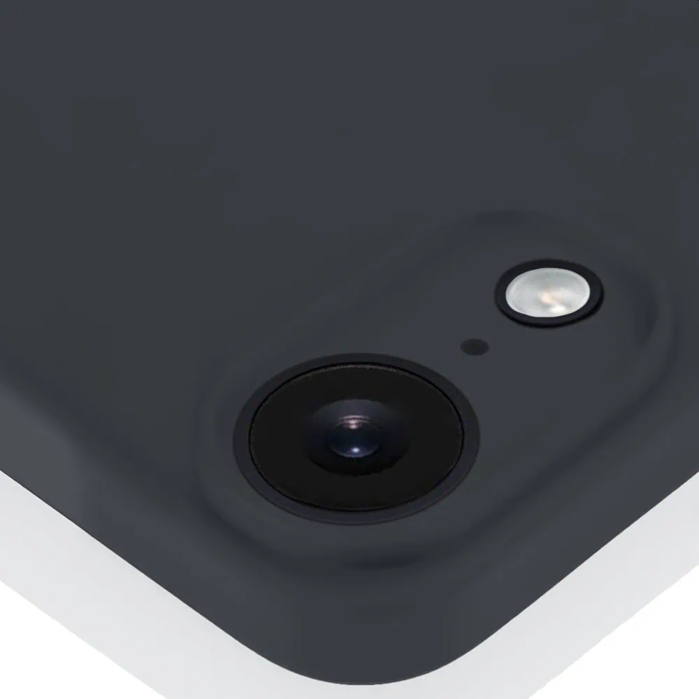 Etui do iPhone XR silikonowe z mikrofibrą soft touch z osłoną na aparat, czarne