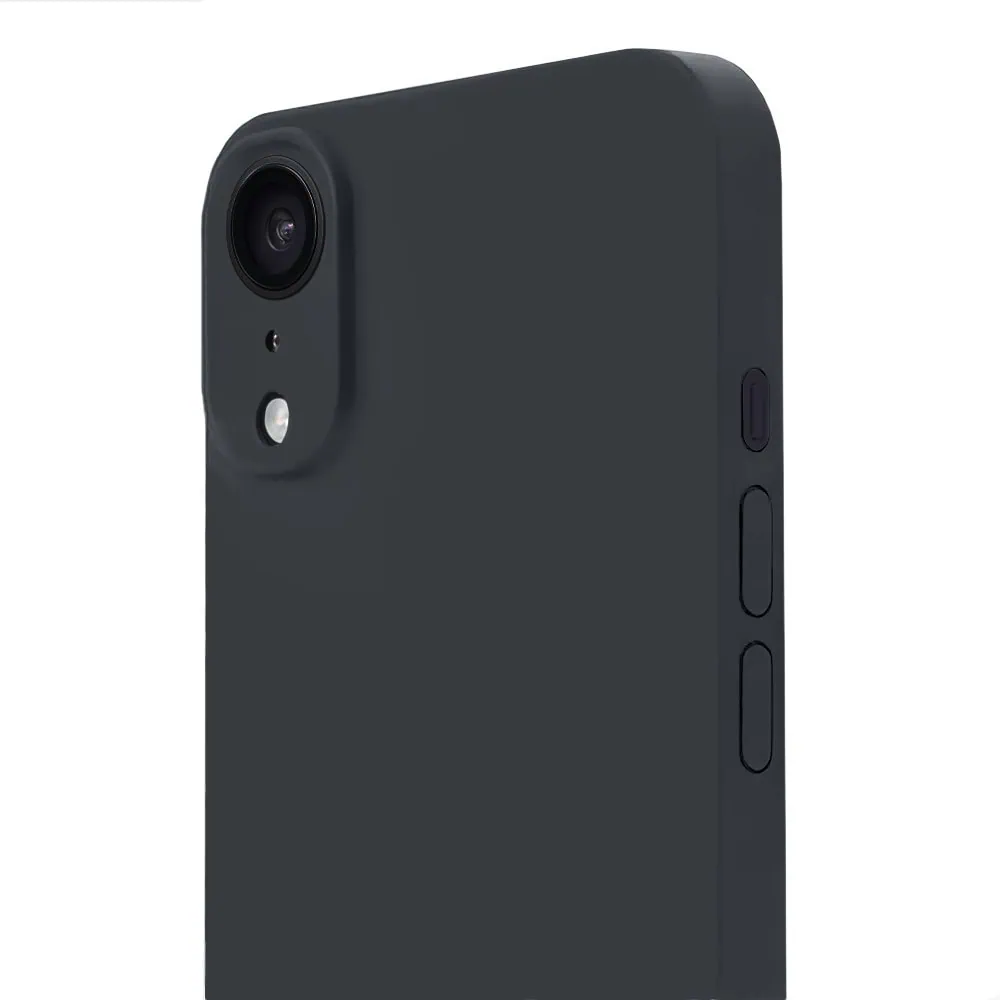 Etui do iPhone XR silikonowe z mikrofibrą soft touch z osłoną na aparat, czarne