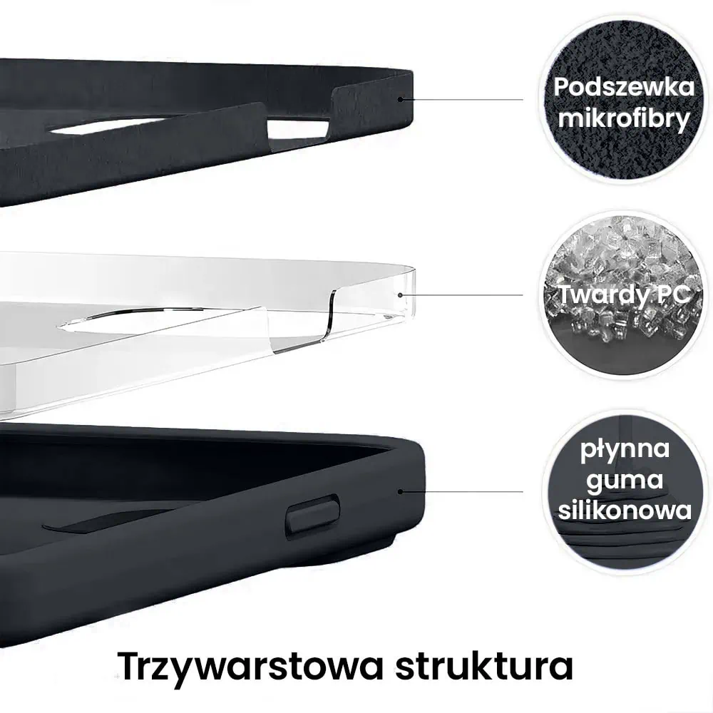 Etui do iPhone XR silikonowe z mikrofibrą soft touch z osłoną na aparat, czarne