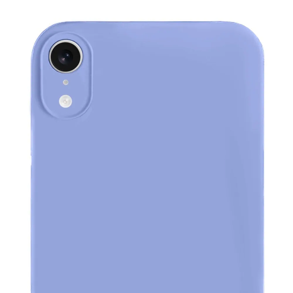 Etui do iPhone XR silikonowe z mikrofibrą soft touch z osłoną na aparat, fioletowe liliowe