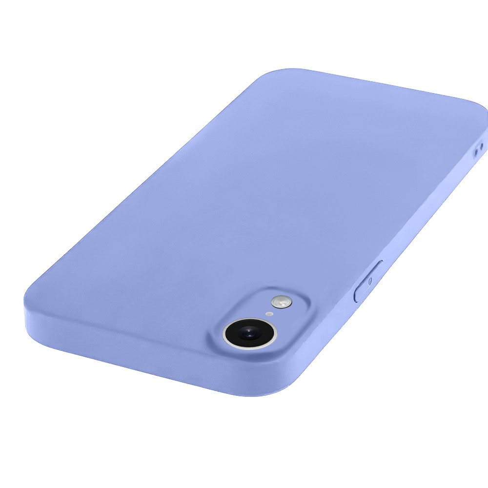 Etui do iPhone XR silikonowe z mikrofibrą soft touch z osłoną na aparat, fioletowe liliowe
