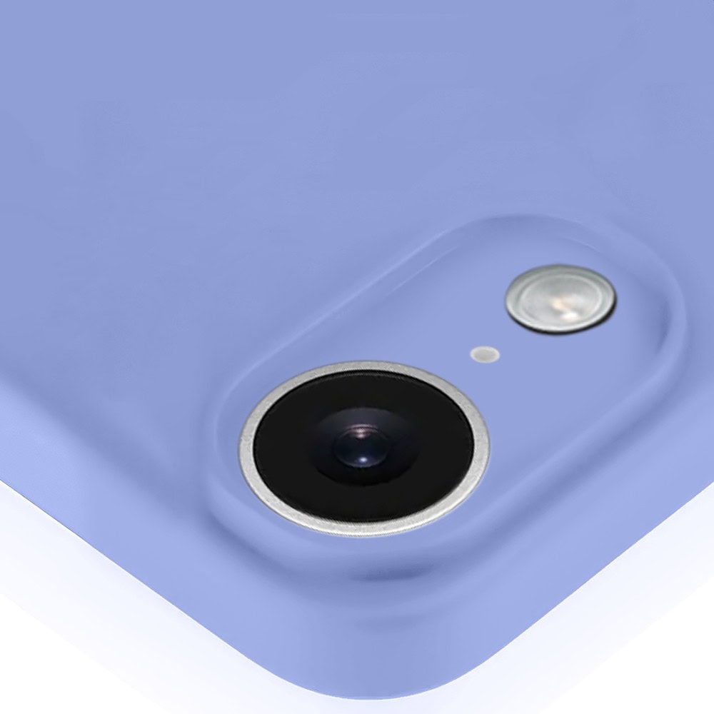 Etui do iPhone XR silikonowe z mikrofibrą soft touch z osłoną na aparat, fioletowe liliowe