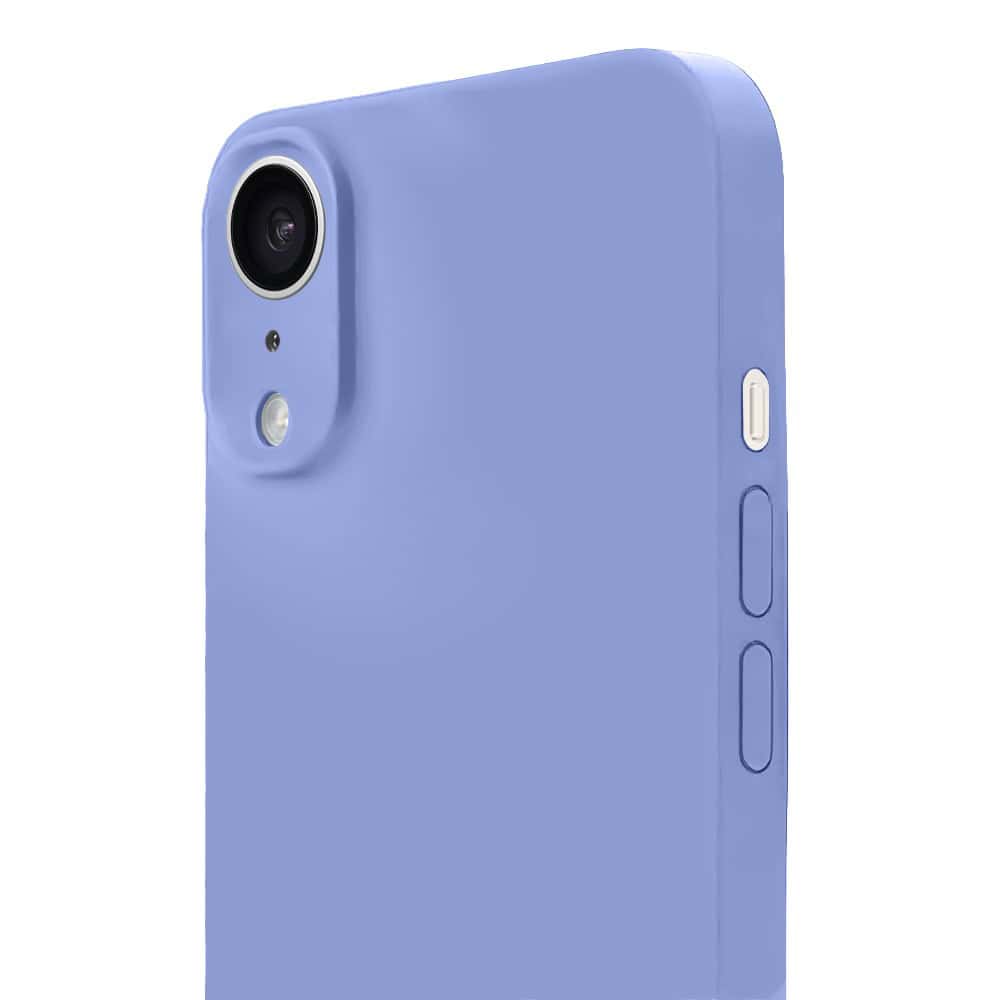 Etui do iPhone XR silikonowe z mikrofibrą soft touch z osłoną na aparat, fioletowe liliowe