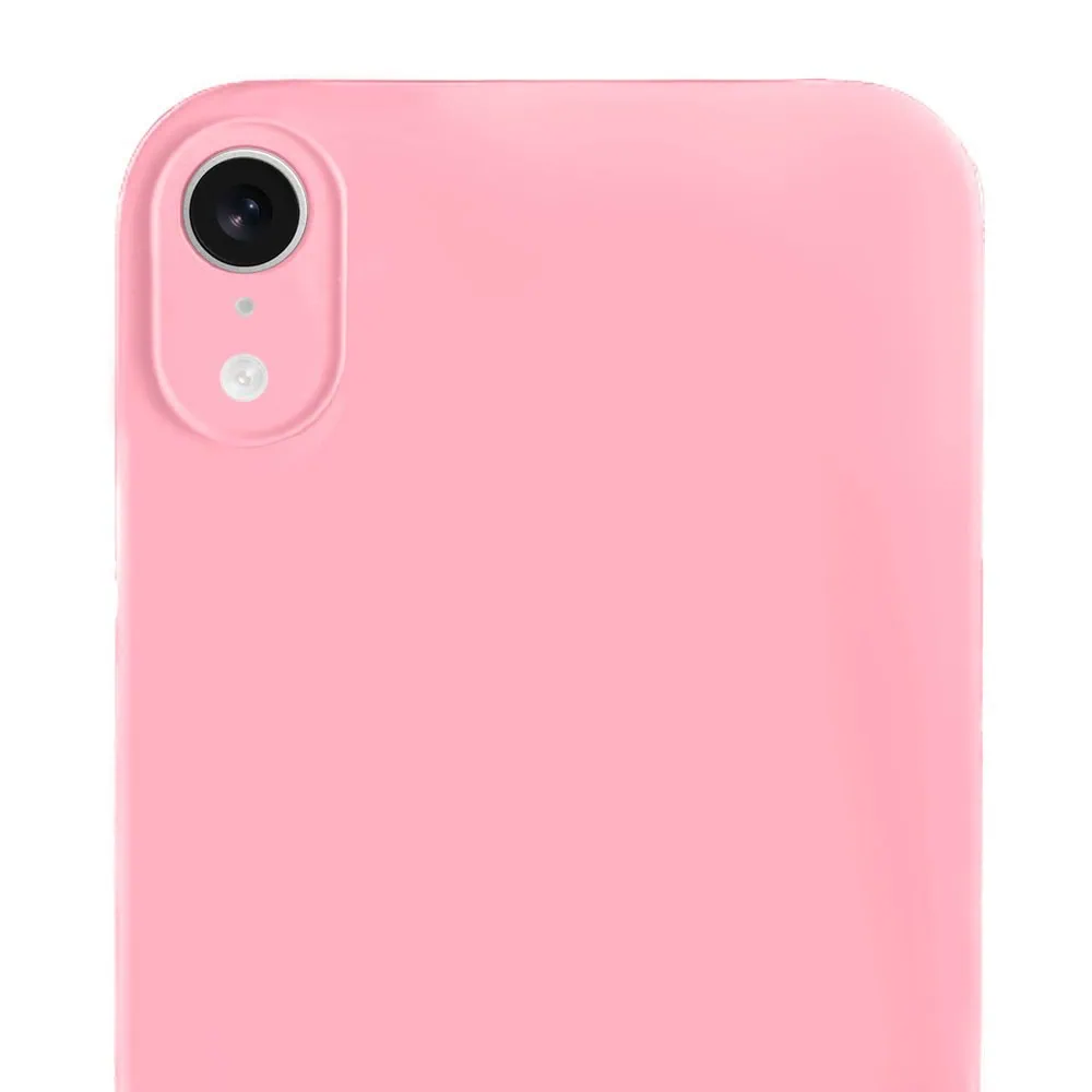 Etui do iPhone XR silikonowe z mikrofibrą soft touch z osłoną na aparat, jasny róż