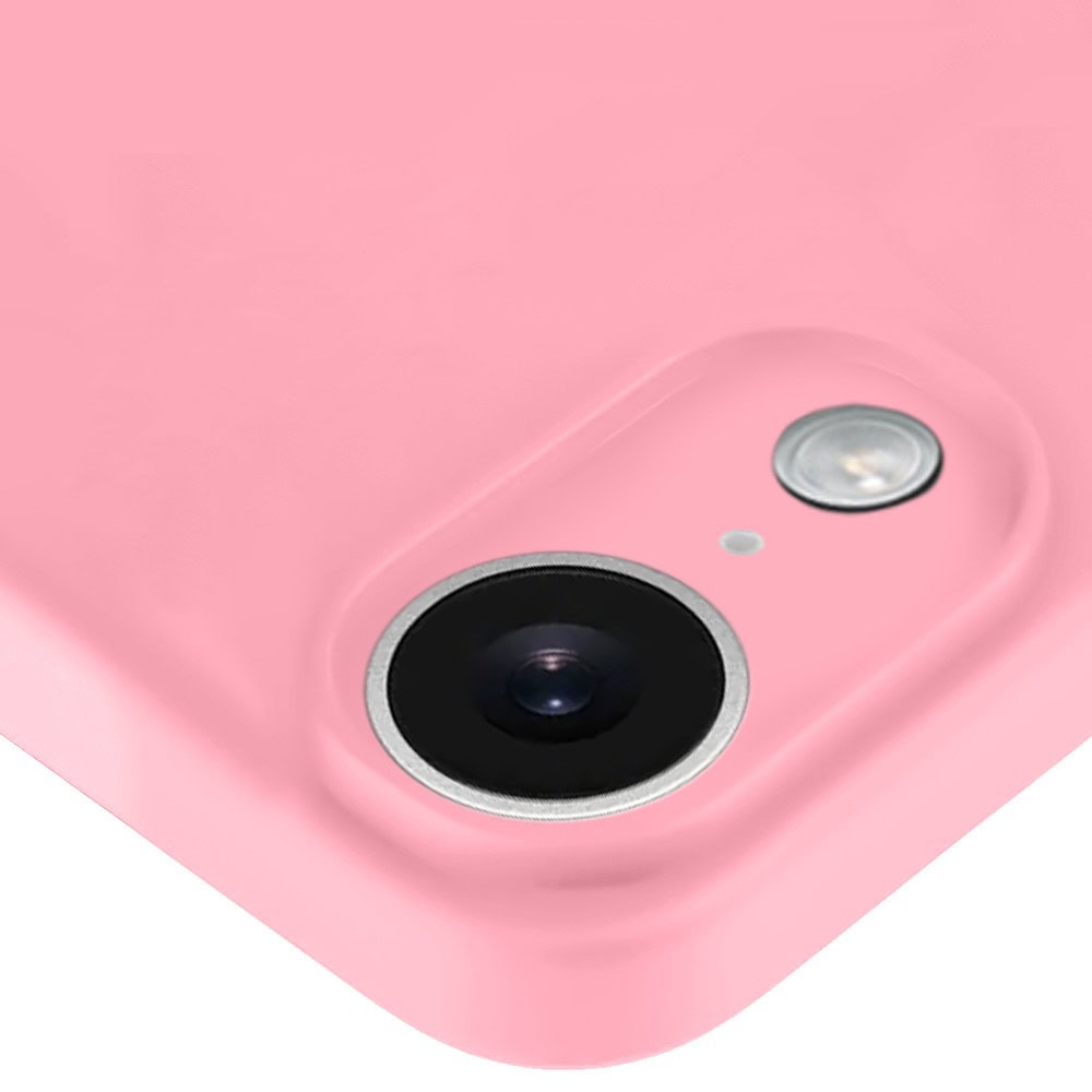 Etui do iPhone XR silikonowe z mikrofibrą soft touch z osłoną na aparat, jasny róż