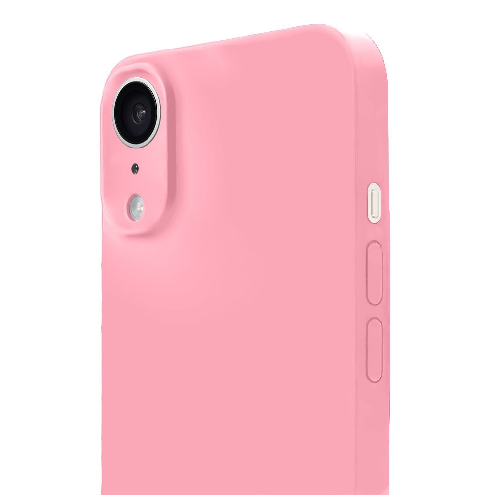 Etui do iPhone XR silikonowe z mikrofibrą soft touch z osłoną na aparat, jasny róż