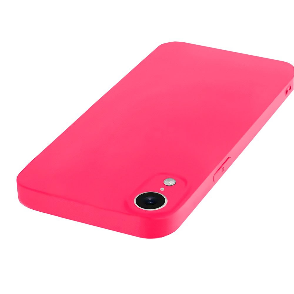 Etui do iPhone XR silikonowe z mikrofibrą soft touch z osłoną na aparat, różowe