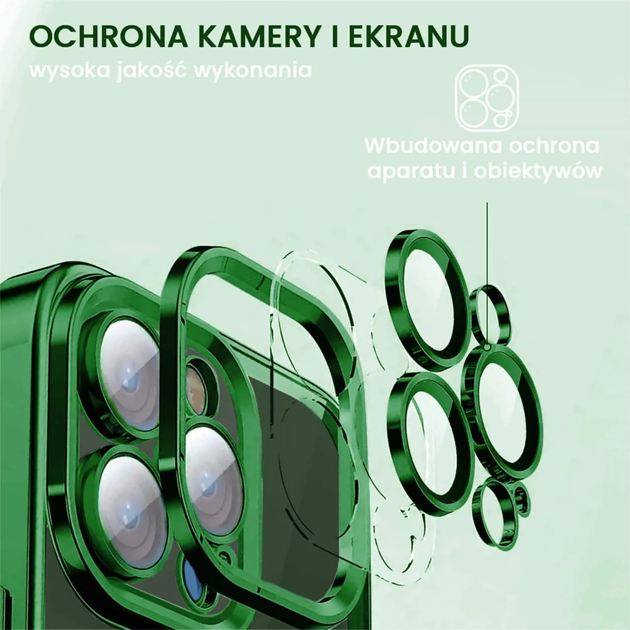 Etui do iPhone 13 Pro Slim Protect Full Cover MagSafe Hard Back, twardy tył, przeźroczyste, zielone