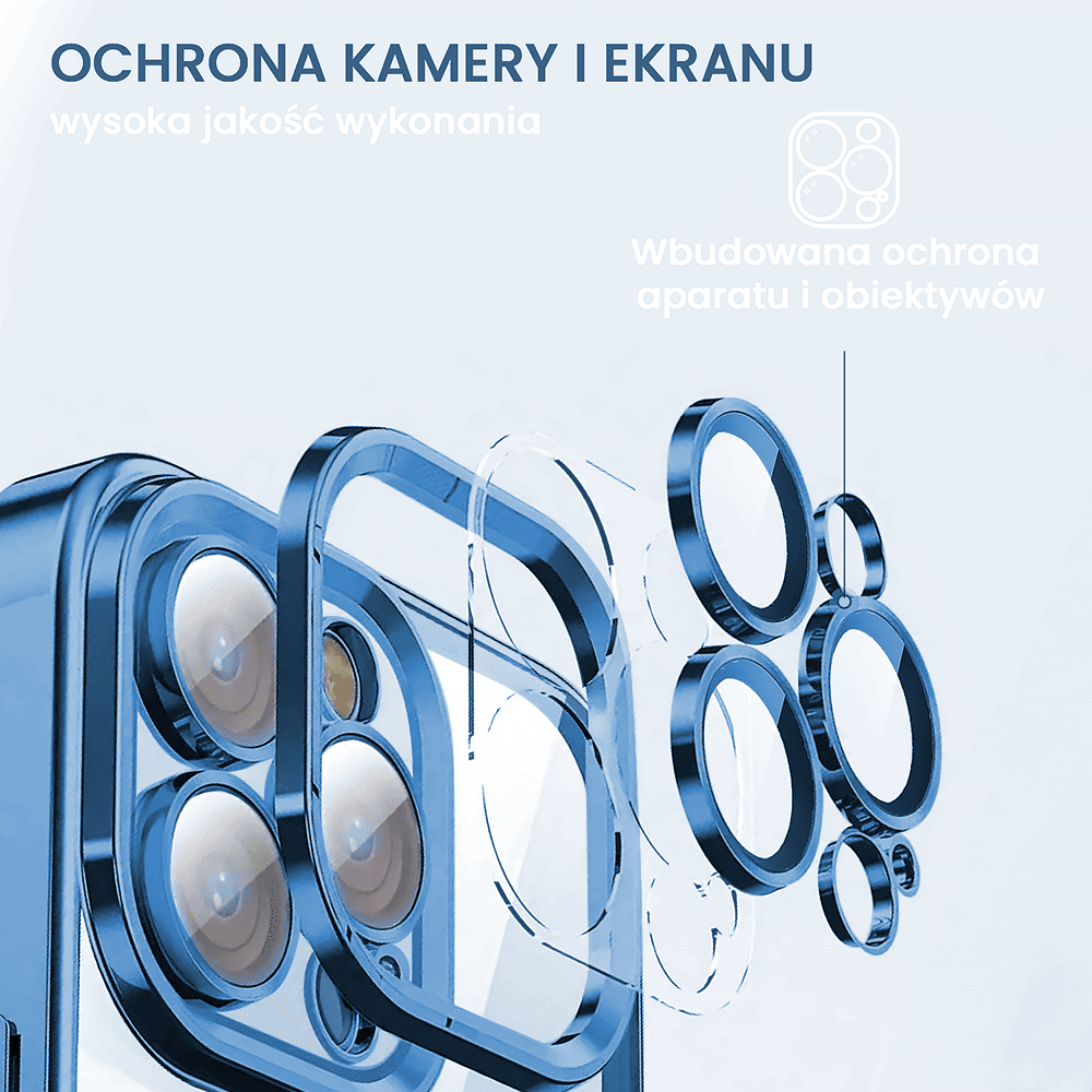 Etui do iPhone 13 Pro Slim Protect Full Cover MagSafe Hard Back, twardy tył, przeźroczyste, górski niebieski