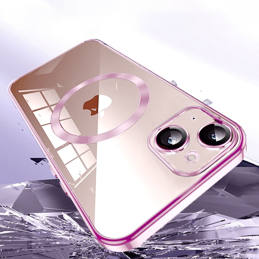 Etui do iPhone 13 Slim Protect Full Cover MagSafe Hard Back, twardy tył, przeźroczyste, różowe (OUTLET)