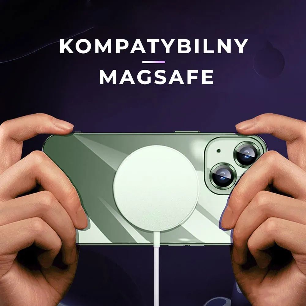 Etui do iPhone 13 Slim Protect Full Cover MagSafe Hard Back, twardy tył, przeźroczyste, zielone