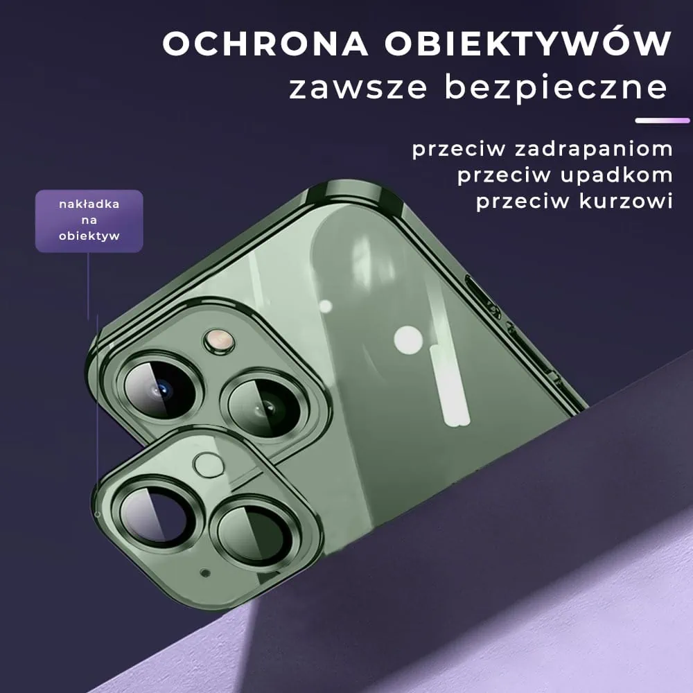 Etui do iPhone 13 Slim Protect Full Cover MagSafe Hard Back, twardy tył, przeźroczyste, zielone